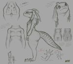  anthro big_butt breasts butt claws duo english_text featureless_breasts female grey_background human larger_male lizard male mammal reptile scales scalie short_stack signature simple_background size_difference sketch_page smaller_female solo text toe_claws unknown_artist unknown_artist_signature 
