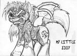  2011 angry chip_n&#039;death crossover cutie_mark cybernetics eddie_(iron_maiden) equine feral horn horse iron_maiden_(band) machine mammal membranous_wings monochrome my_little_pony pony skinless solo wings 