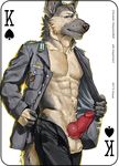  abs blue_eyes canine clothed clothing dog erection fonyaa fur german german_shepherd hauptmann_meade looking_at_viewer male mammal muscular open_pants open_shirt penis seductive smile solo undressing uniform 