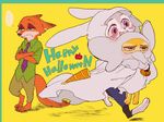  2017 anthro canine clothed clothing disney female fennec finnick fox fur group halloween hi_res holidays judy_hopps ketuusage2 lagomorph male mammal nick_wilde purple_eyes rabbit zootopia 