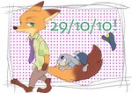  2017 anthro canine clothed clothing disney duo female fox fur green_eyes izumi_(artist) judy_hopps lagomorph male mammal nick_wilde purple_eyes rabbit zootopia 