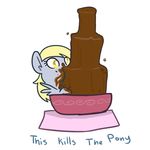  2014 blonde_hair candy chocolate chocolate_bird chocolate_fountain derpy_hooves_(mlp) ear_tuft ears_up eating english_text equine eyelashes female feral food friendship_is_magic fur grey_fur grey_wings hair horse jack_and_jill_(movie) mammal meme mt my_little_pony pony simple_background solo text tuft white_background wings yellow_eyes 