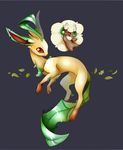  digital_media_(artwork) duo eeveelution feral leafeon leaves minerea nintendo paws pok&eacute;mon pok&eacute;mon_(species) red_eyes simple_background video_games whimsicott 