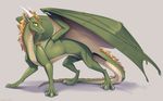  16:10 2016 claws digital_media_(artwork) dragon feral fur garrick_(garrick) hair hi_res horn looking_at_viewer male membranous_wings nude simple_background smile solo wings yellow_eyes zazush-una 