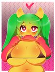  &lt;3 anthro big_breasts blush breasts equine fan_character female higgyy looking_at_viewer makeup mammal mango_(character) mascara my_little_pony nipple_bulge shirt_up slightly_chubby smile solo 