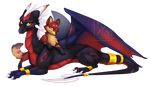  canine claws dog dragon duo feral hair hi_res horn mammal membranous_wings minera_(pinkdragonlove) minerea scalie western_dragon white_hair wings yellow_eyes 