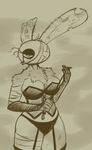  anthro april_marchand_may_(roommates) bandage big_breasts breasts chest_tuft cleavage clothed clothing corset dominatrix female five_nights_at_freddy&#039;s five_nights_at_freddy&#039;s_3 gloves hi_res j_(artist) lagomorph lingerie looking_at_viewer makeup mammal mascara panties rabbit riding_crop roommates:motha scar solo springtrap_(fnaf) thick_thighs tuft underwear video_games whip 