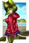  adorableinall_(artist) anthro breasts butt_pose clothing cute dragon female green_skin hi_res miniskirt skirt solo trix_avenda 