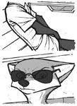  bench canine comic disney duke_weaselton eyewear fox hi_res luraiokun male mammal mustelid nick_wilde sunglasses weasel zootopia 