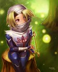  androgynous bandages blonde_hair braid forest gloves hat hybridmink long_hair mask nature pointy_ears red_eyes reverse_trap sheik solo surcoat the_legend_of_zelda the_legend_of_zelda:_ocarina_of_time 