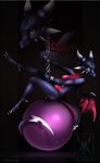  anthro breasts cynder digital_media_(artwork) dragon featureless_breasts female green_eyes horn looking_at_viewer membranous_wings minerea nude smile solo spyro_the_dragon video_games wings 