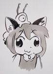  1_eye :3 akunim animal_humanoid black_and_white brain_slug cat_humanoid chen crossover derp_eyes duo feline female futurama hair humanoid mammal monochrome touhou 