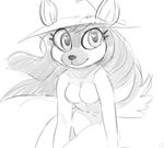 akunim anthro black_and_white breasts eyelashes featureless_breasts featureless_crotch female hair hat ixi monochrome neopets nude smile solo sophie_the_swamp_witch 