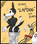  2017 anthro bendy bendy_and_the_ink_machine black_body black_fur blood blush boris butt canine clothed clothing cute digital_media_(artwork) duo fur gloves humanoid ink looking_at_viewer machine male mammal nosebleed old_toon rubber_hose toony wolf xxmidknightxx 