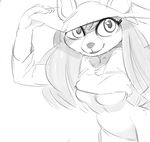  akunim anthro black_and_white breasts clothing dress eyelashes female hair hat ixi monochrome neopets smile solo sophie_the_swamp_witch 