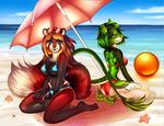  adorableinall_(artist) anthro clothing duo feline female lion mammal nipple_bulge swimsuit trix_avenda 