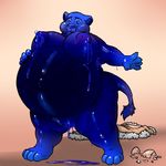  2013 aggrobadger anthro blueberry_inflation feline female inflation lion mammal nipples nude pussy skin_color_change solo 