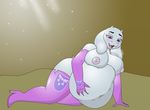  abdominal_bulge ambiguous_gender anthro boss_monster breasts brohan bulge caprine clothing costume female female/ambiguous female_pred goat legwear looking_down mammal open_mouth oral_vore post_vore same_size_vore slightly_chubby smile stockings toriel undertale video_games vore 