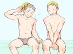  2boys blush crotch goggles male_focus multiple_boys nipples sitting smile topless torte_(triggerhappy) wet 