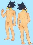  1boy abs ass barefoot boku_no_hero_academia feet male_focus muscle penis testicles toes torte_(triggerhappy) 