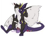  2016 balls black_fur claws dragon female fur furred_dragon giraking giratina grey_fur horn knot legendary_pok&eacute;mon love_bite male male/female male_penetrating melthecannibal nidoking nintendo on_top penetration penis pok&eacute;mon pok&eacute;mon_(species) pussy red_eyes reverse_cowgirl_position sex simple_background sitting_on_knot smile tongue tongue_out video_games whiro white_background wings 
