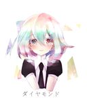  androgynous blush diamond_(houseki_no_kuni) gem_uniform_(houseki_no_kuni) houseki_no_kuni multicolored_hair necktie rainbow_hair ruto_(rutodesu) short_hair smile solo sparkle 