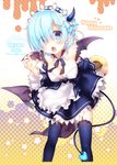  chihiro cleavage halloween horns maid re_zero_kara_hajimeru_isekai_seikatsu rem_(re_zero) tail thighhighs wings 