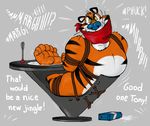  anthro bondagefanart bound feline frosted_flakes gag gagged male mammal milk restrained rope rope_bondage spoon tiger tony_the_tiger 