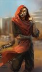  anthro arm_wraps cheetah clothed clothing feline fully_clothed hood looking_at_viewer male mammal nomax solo sunlight wraps 