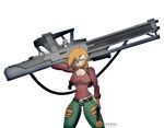  2017 anthro apex apex_(starbound) belt breasts clothed clothing digital_media_(artwork) female fur gun hair handgun hi_res holding_object holding_weapon holster humanoid looking_at_viewer mammal patreon piercing pistol primate ranged_weapon simple_background solo standing standing_tough starbound thick_thighs video_games weapon 
