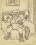  2017 anthro bed bottomless bouncyotter breasts clothed clothing female flinters hair mammal mustelid nipples otter pillow procyonid pussy raccoon solo whiskers 