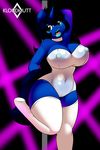  2017 anthro blue_fur blue_hair blue_horn blue_tail breasts brown_eyes cleavage clothed clothing collar dancing digital_media_(artwork) equine fan_character female front_view fur hair hand_behind_head hi_res horn klodette kloudmutt legwear lips lipstick long_hair long_tail makeup mammal my_little_pony navel nipple_bulge on_one_leg open_mouth pink_tongue pole pole_dancing portrait solo standing stockings stripper_pole thick_thighs thigh_highs three-quarter_portrait tight_clothing tongue unicorn unicorn_horn watermark white_clothing white_legwear white_stockings white_topwear wide_hips 