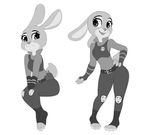  anthro badge buckteeth claws clothed clothing cute digital_media_(artwork) disney eyebrows eyelashes female full-length_portrait fully_clothed fur hand_on_hip hi_res judy_hopps lagomorph looking_at_viewer mammal manene open_mouth police_uniform portrait pose rabbit simple_background sitting solo standing teeth uniform white_background zootopia 