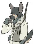  anthro armor bbsartboutique blue_eyes boots canine clothing dirty dog footwear fur german german_shepherd gun hauptmann_meade helmet hi_res kar98k male mammal military ranged_weapon rifle simple_background soldier solo uniform weapon wehrmacht white_background wounded 