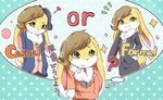  &lt;3 ? anthro breasts brown_hair clothing english_text female fluffy fur green_eyes hair hat japanese_text lagomorph mammal official_art rabbit smile solo suit sweat sweatdrop tenshoku_safari text translated unknown_artist usagine_(tenshoku_safari) white_fur yellow_fur 