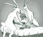  2017 anal anal_penetration antelope anthro antlers bed bucky_oryx-antlerson butt canine cum cum_on_face disney eyes_closed fellatio fox group group_sex hi_res horn male male/male mammal nick_wilde nobby_(artist) oral penetration pronk_oryx-antlerson sex sketch spitroast tail_pull threesome zootopia 