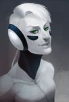  2014 android bedroom_eyes close-up cybernetics digital_media_(artwork) eyelashes green_eyes grey_background grin hair half-closed_eyes hi_res humanoid lips looking_at_viewer mac machine male not_furry robot seductive shade-shypervert simple_background smile solo teeth white_hair 