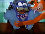  3_toes 5_fingers absurd_res anthro barefoot claws crash_bandicoot crash_bandicoot_(series) digital_media_(artwork) feet foot_fetish foot_lick hi_res licking lu123 paws ripper_roo saliva signature soles tickling tickling_feet toe_claws toes tongue tongue_out video_games 