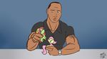  16:9 2015 animated confusion doll dwayne_johnson earth_pony equine fluttershy_(mlp) friendship_is_magic group hi_res horse human male mammal muscular muscular_male my_little_pony parody ponut_joe pony simple_background suggestive the_rock toy tree_hugger_(mlp) watch 