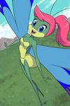  2017 aeolus06 antennae anthro arthropod blue_eyes breasts butterfly featureless_breasts female flying hair hi_res insect katy_caterpillar katy_la_oruga open_mouth pink_hair smile solo wings 