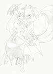  2016 animaniacs anthro breast_grab breasts butt butt_grab chest_tuft cosplay darkstalkers derracias-35 duo female female/female fifi_la_fume hair hand_on_breast hand_on_butt head_wings hi_res long_hair membranous_wings minerva_mink monochrome size_difference smile smirk tiny_toon_adventures tuft video_games warner_brothers wings 
