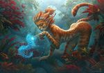  ambiguous_gender animal_humanoid anthro arthropod breasts cat cat_humanoid centipede detailed_background digital_media_(artwork) duo feline female forest hair hi_res humanoid insect kerem_beyit kerembeyit kneeling long_ears mammal nude poking red_hair smile solo_focus spirit tree whiskers wilderness 