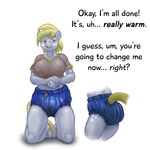  anthro bdsm bondage bound breasts chain clothing cutie_(disambiguation) derpy_hooves_(mlp) dialogue diaper domination female friendship_is_magic grimace messy_diaper my_little_pony padlock sequel smudge_proof submissive urine wet_diaper 