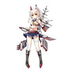 animal_ears ass_visible_through_thighs asymmetrical_legwear ayanami_(azur_lane) azur_lane bangs bare_shoulders belt boots breasts full_body holding holding_weapon knee_boots long_hair looking_at_viewer midriff miniskirt murano_(ursa_polaris) navel official_art pleated_skirt red_eyes school_uniform serafuku skirt small_breasts solo tachi-e transparent_background weapon white_hair 