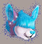  2017 anthro blind canine corgi digital_media_(artwork) dog ear-piercing female fur headshot hi_res mammal simple_background singingbirdstudio solo whip_(character) 