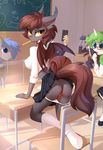  2017 5_fingers anthro bat_pony being_watched blue_eyes breasts brown_hair clothed clothing detailed_background digital_media_(artwork) equine exhibitionism eyelashes fan_character female green_hair group hair hi_res hooves horn looking_at_viewer male mammal membranous_wings my_little_pony pussy sex_education smile tomatocoup unicorn wings yellow_eyes 