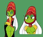  alien anthro breasts butt female green_background green_eyes green_skin looking_at_viewer looking_back miscon nipples not_furry open_mouth presenting presenting_hindquarters presidentress rick_and_morty simple_background smile solo teeth 