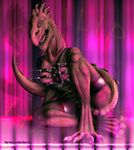  breasts clothing digital_media_(artwork) dragon female hi_res interstellar_demon_stripper looking_at_viewer mostly_nude reptile rick_and_morty scalie smexyoryx smile solo text watermark 