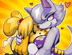 &lt;3 2017 animal_crossing anthro breasts canine claws clothed clothing dog duo fangs female isabelle_(animal_crossing) mammal nintendo one_eye_closed shih_tzu smile teckworks video_games whitney_(animal_crossing) wolf 