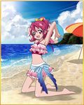  aida_mana beach bikini dokidoki!_precure pink_eyes pink_hair precure short_hair sky smile 